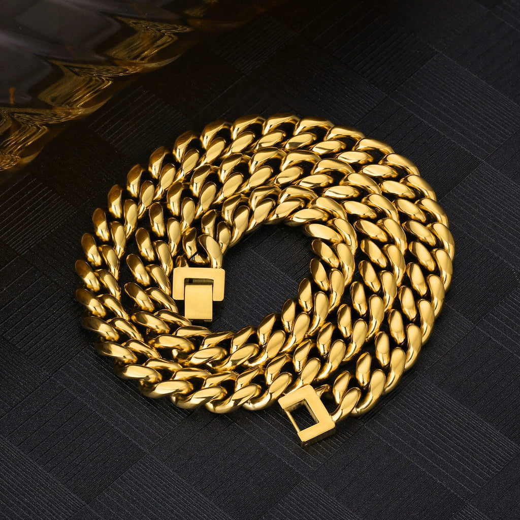 12mm Miami Cuban Link Chain in 18K Gold for Men's