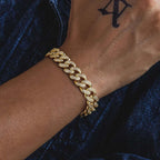 12mm Moissanite Iced Out Cuban Link Bracelet for Men's