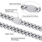 12mm Moissanite Diamond Clasp Miami Cuban Link Chain