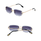 New Pattern Cut Edge Oval Frameless Sunglasses