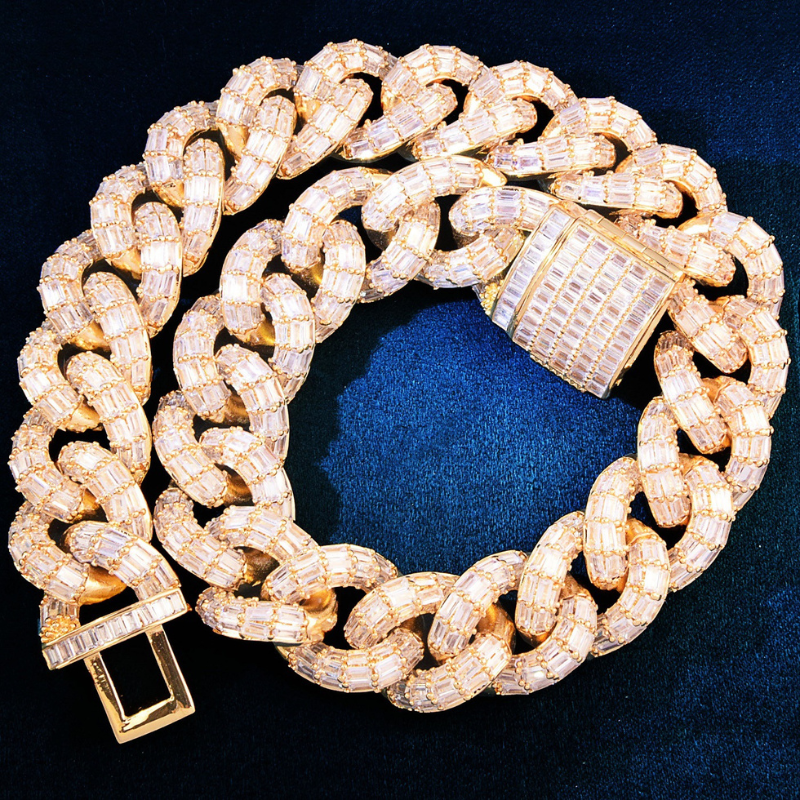 21mm Moissanite Trapezoid Diamond Cuban Chain