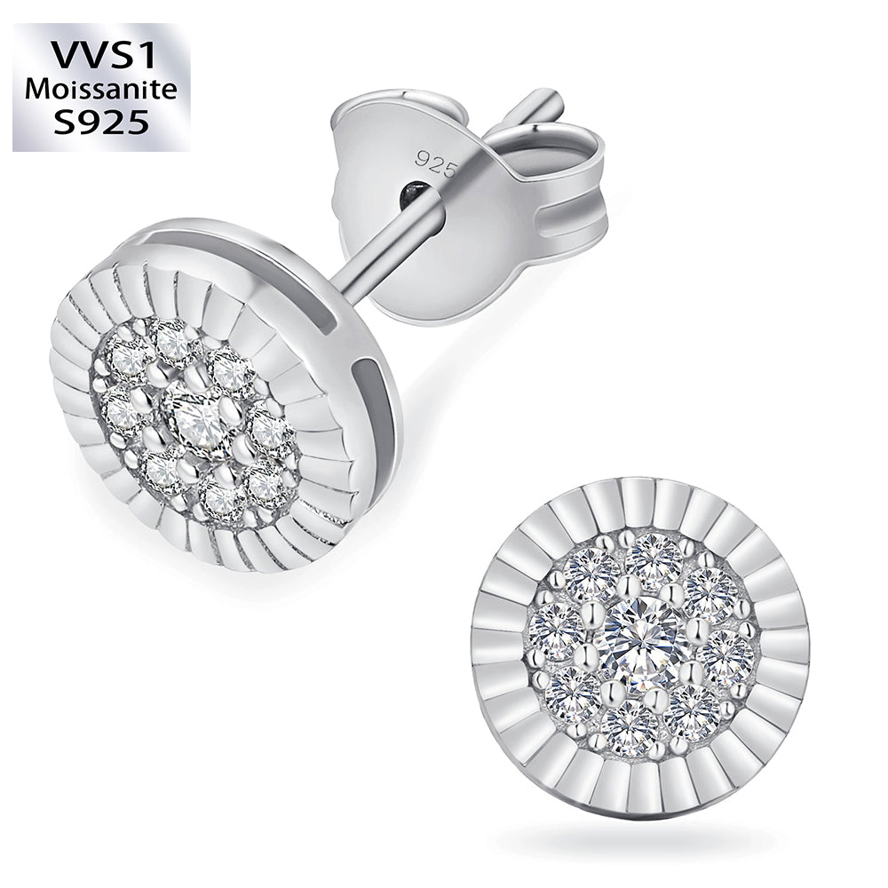 S925 & VVS1 Moissanite Round Excellent Earrings（0.5 Carats *2）