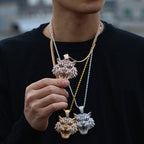 Morganite Hip Hop Leopard Head Pendant