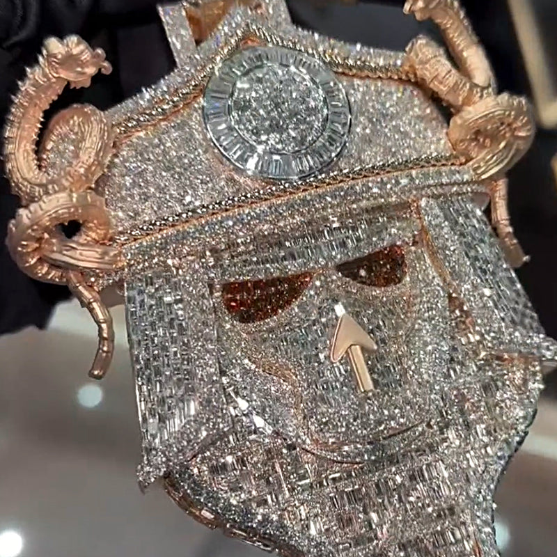 S925 Moissanite Conqueror Mask Pendant