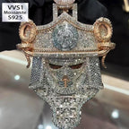 S925 Moissanite Conqueror Mask Pendant