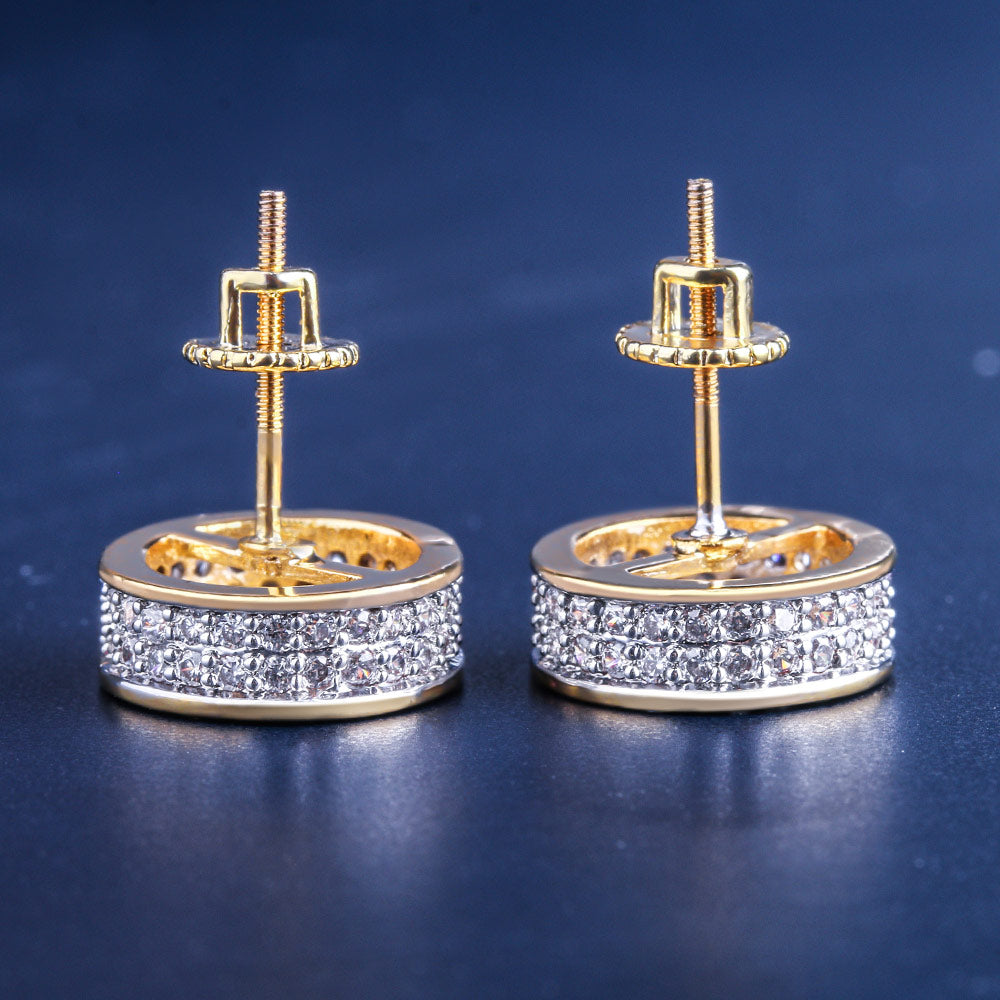 Round Moissanite Iced Stud Mens Earrings
