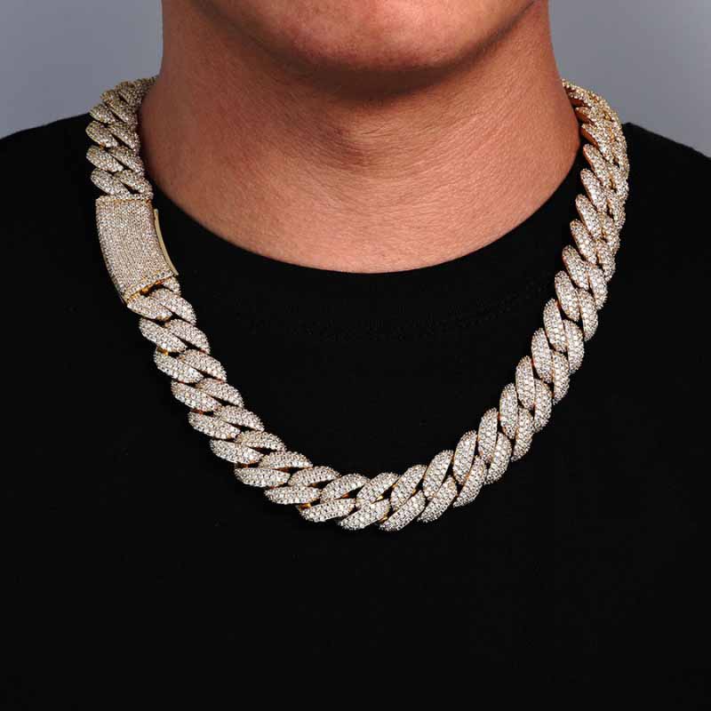 18mm Moissanite Three-row Diamond Bubble Cuban Chain