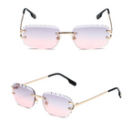 New Pattern Cut Edge Oval Frameless Sunglasses