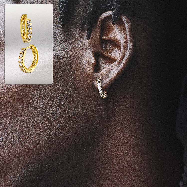 S925 Moissanite Diamond Sterling Silver Hoop Earrings for Men