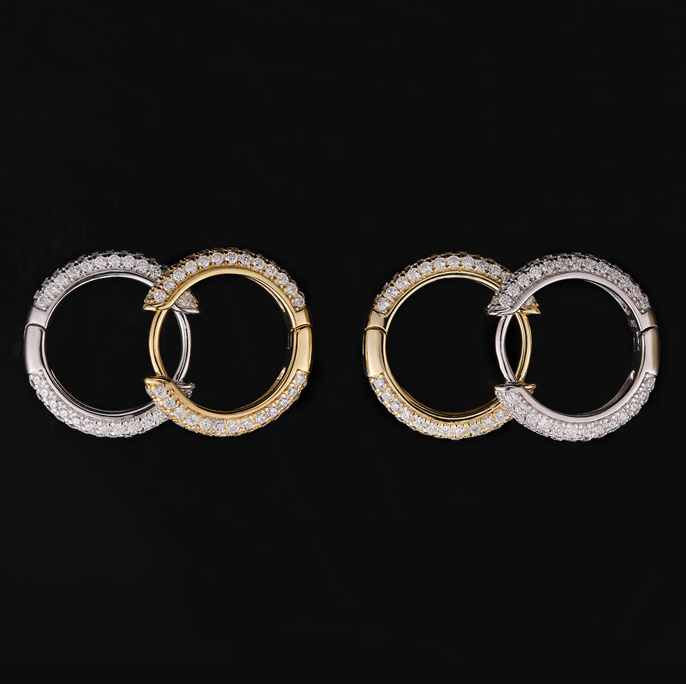 15mm S925 Moissanite Round Hoop Mens Earrings