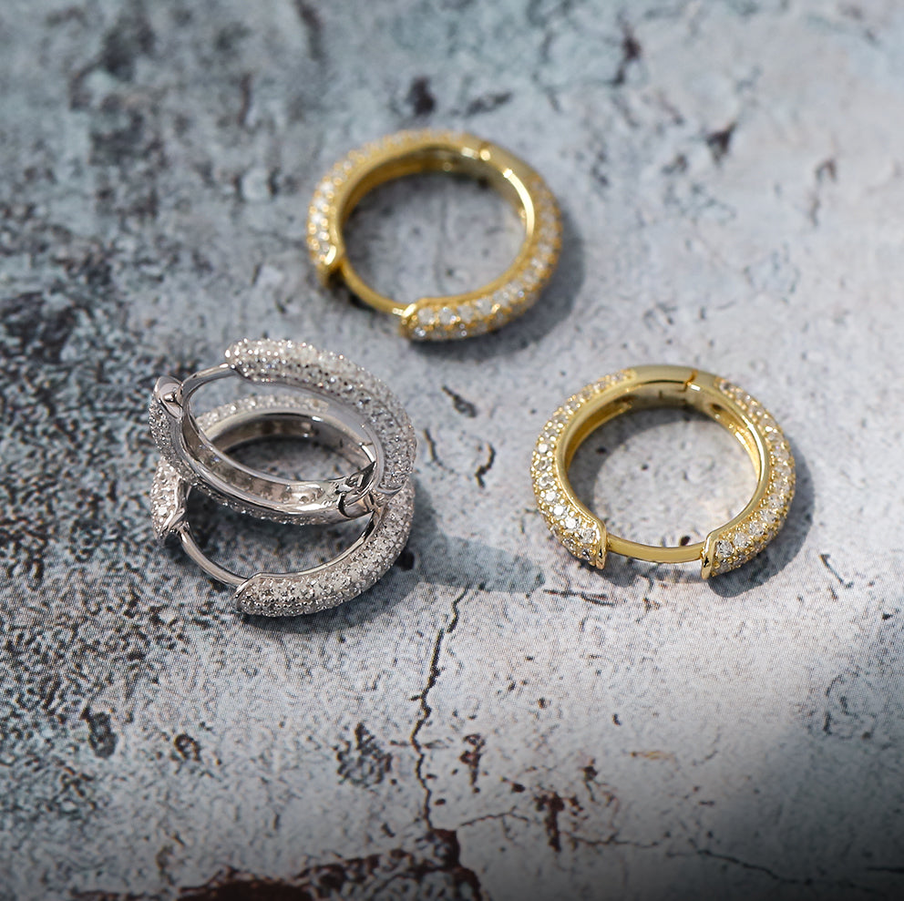 15mm S925 Moissanite Round Hoop Mens Earrings