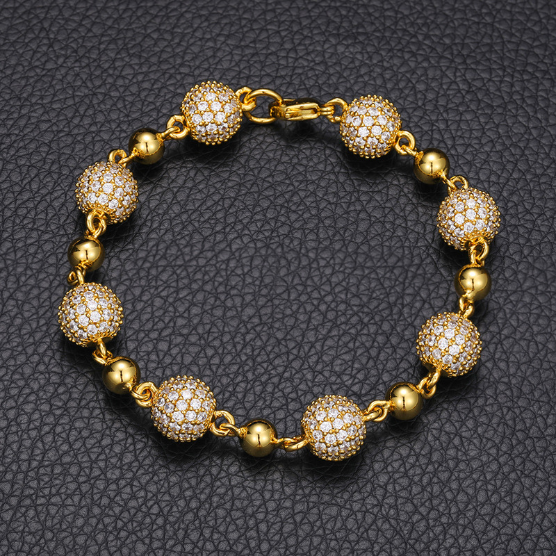 10mm Moissanite Hip Hop Ball Bracelet or Chain