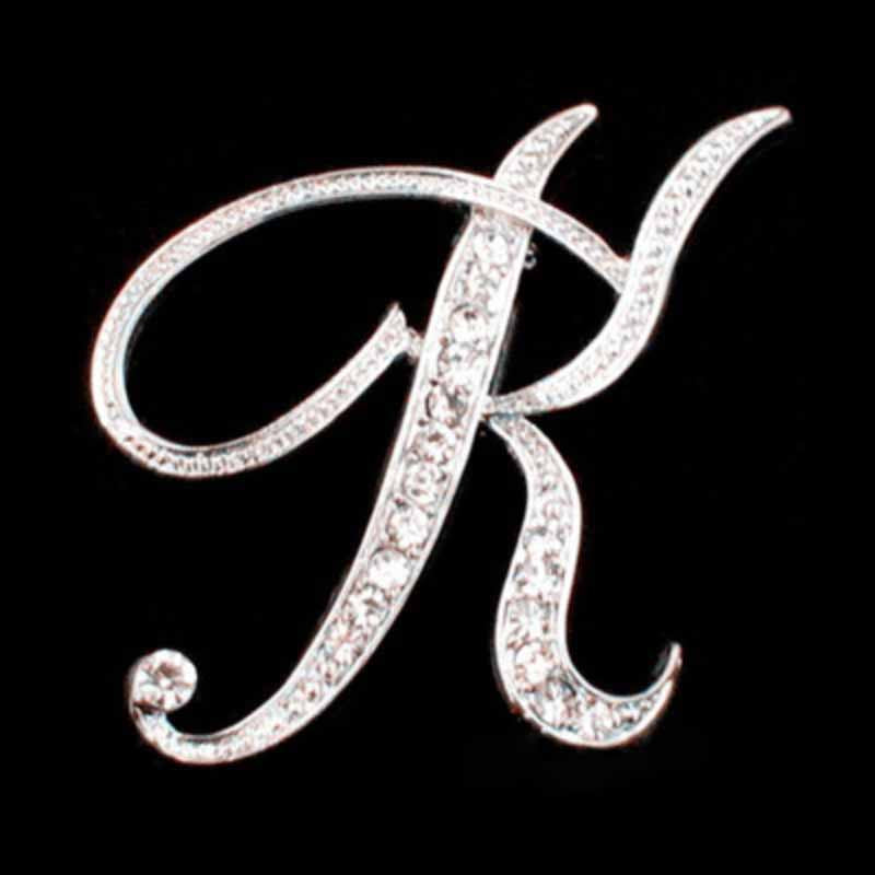 Moissanite Initial Letter Jewelry Brooches