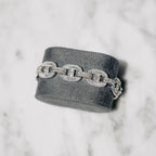 15mm Moissanite Baguette Mariner Bracelet White Gold
