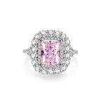 Pink Emerald Cut 3 Carat Engagement Ring