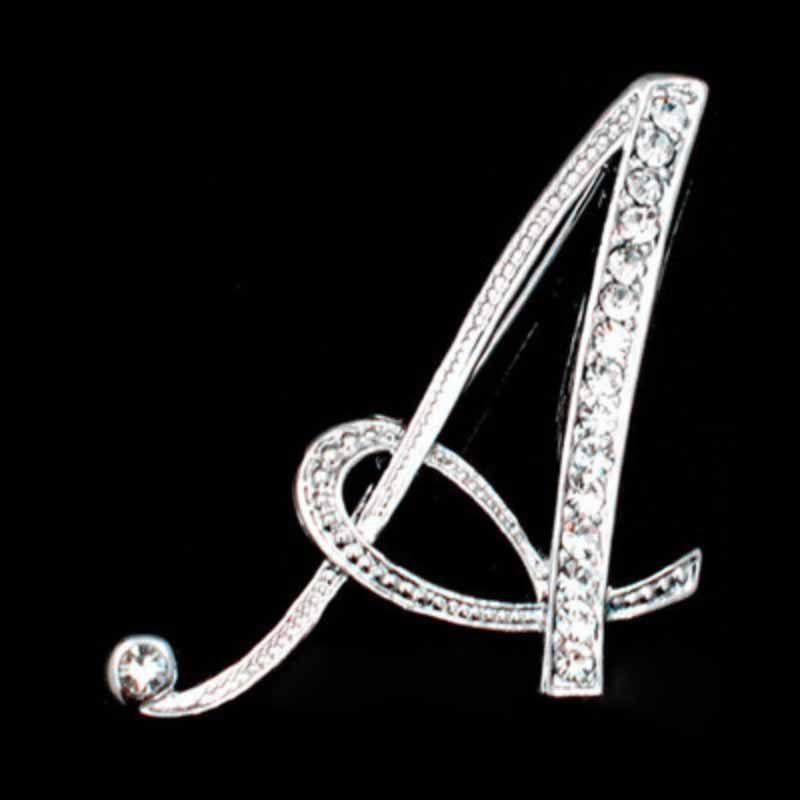Moissanite Initial Letter Jewelry Brooches