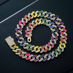 Women's 11mm Multi-Color Half-Iced Cuban Chain