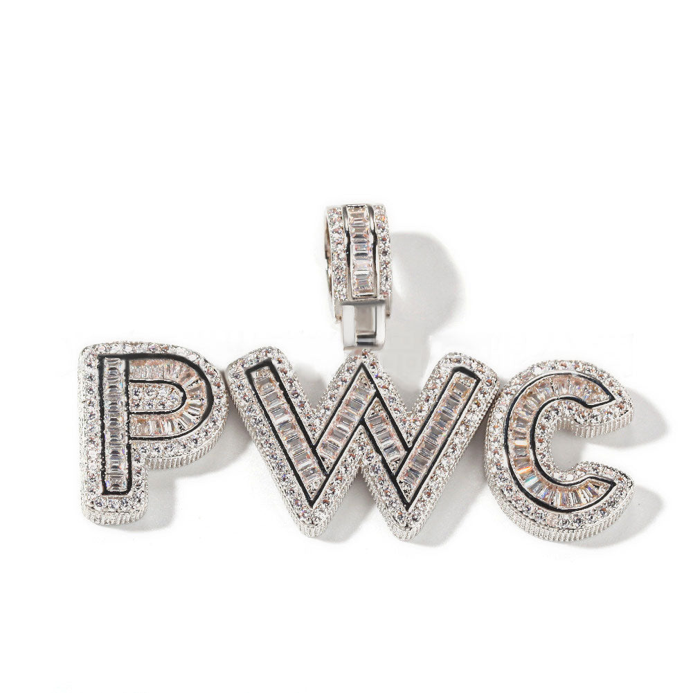 Custom A-Z Baguette Letters Pendant