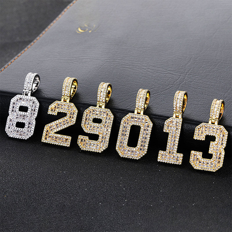 Custom Baguette Number Pendant