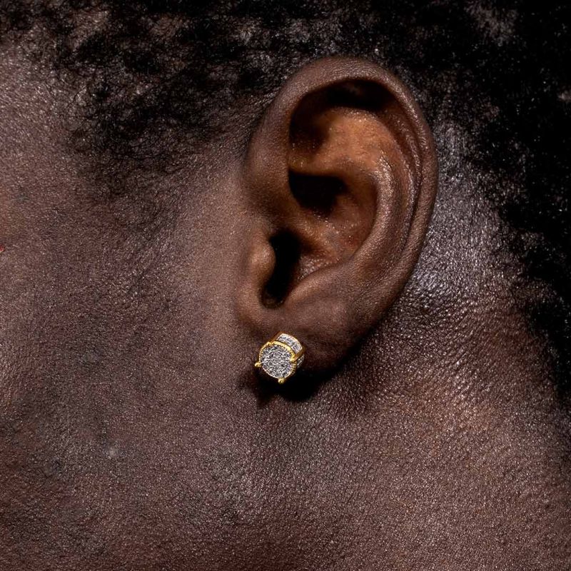 Iced Round Stone Stud Moissanite Earring