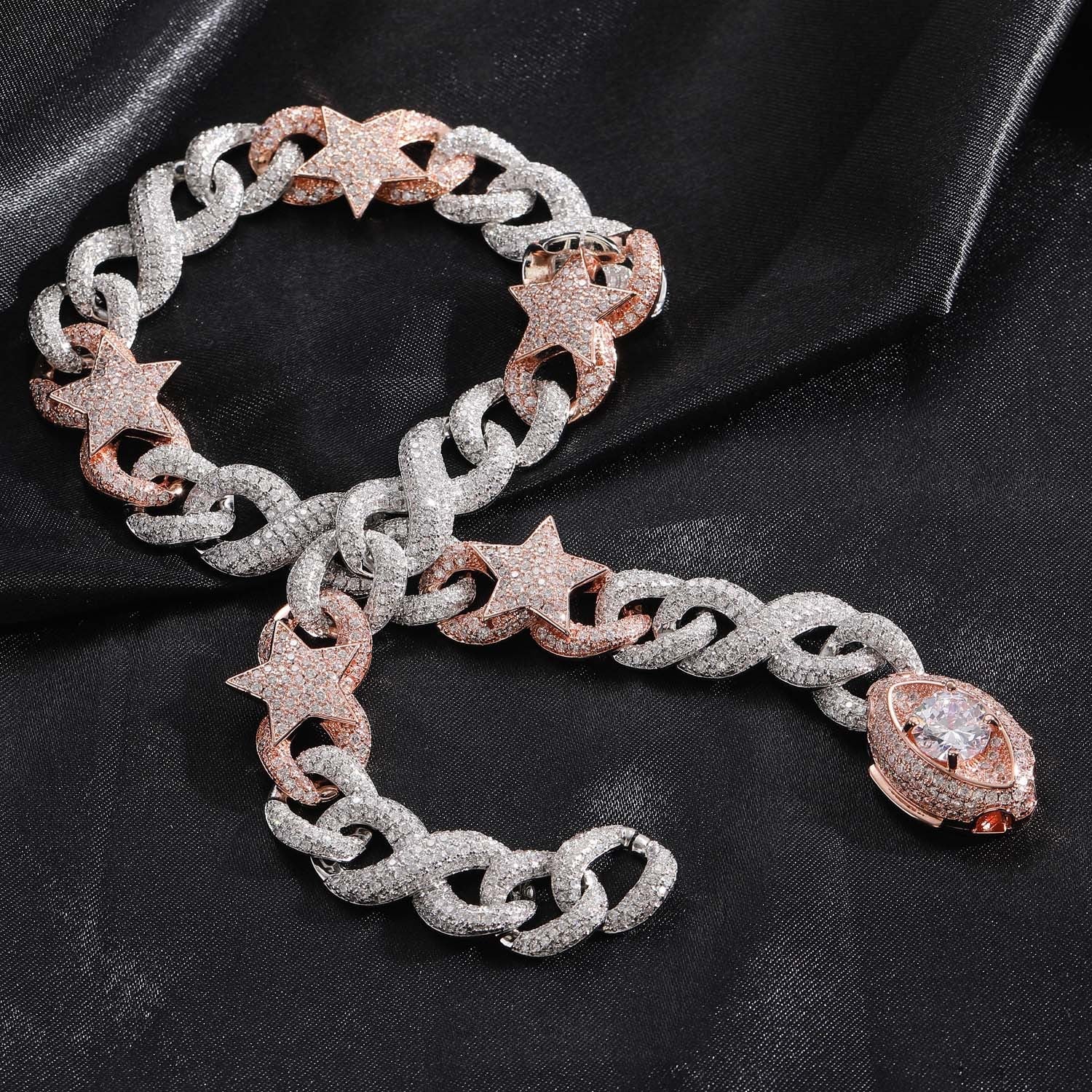 10mm/16mm "Two-tone Star" and "Demon Eye" Cuban Chain