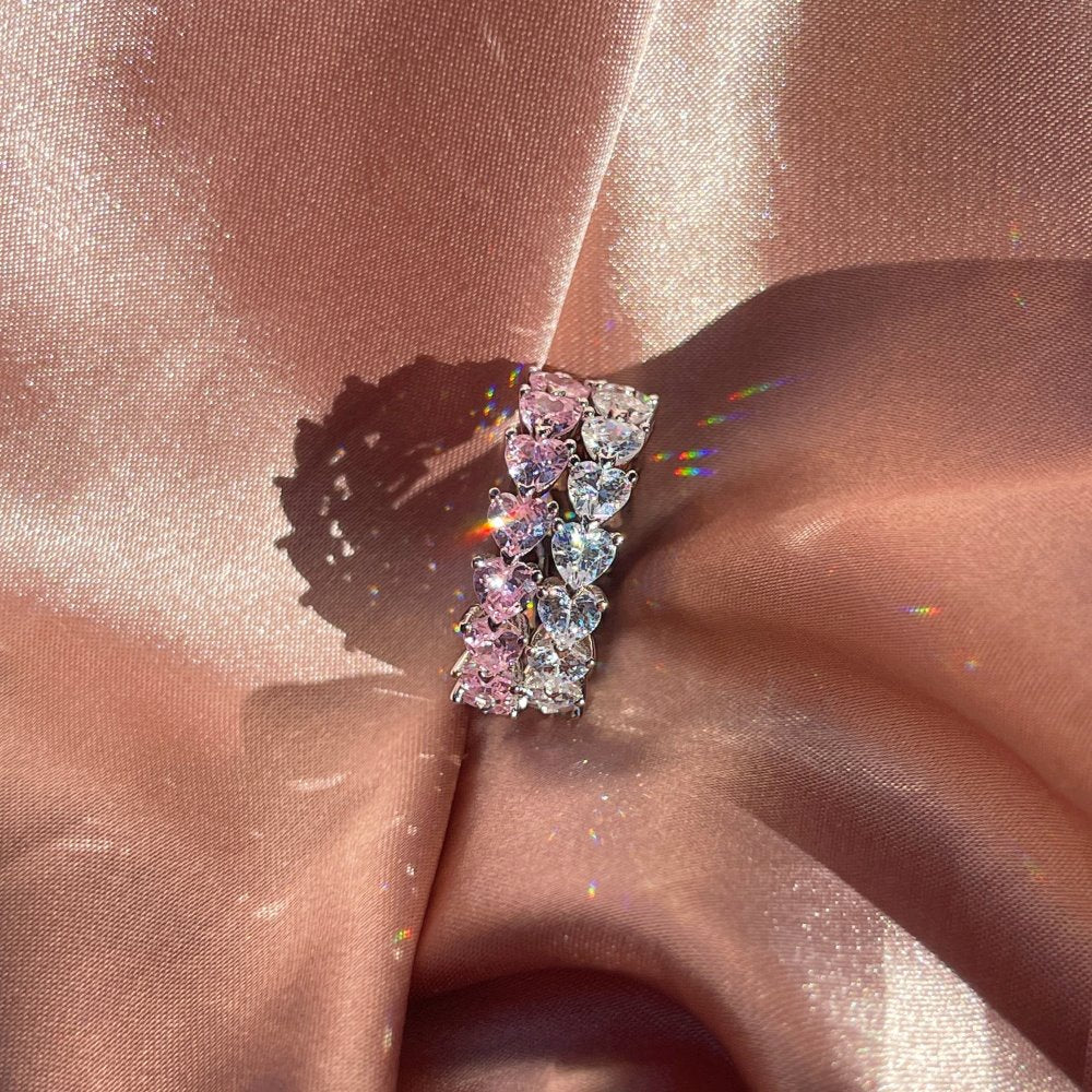 S925 Heart Color Matching Ring
