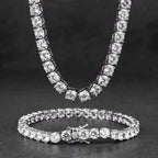5mm Single Row Tennis Set - 18K White Gold Plated