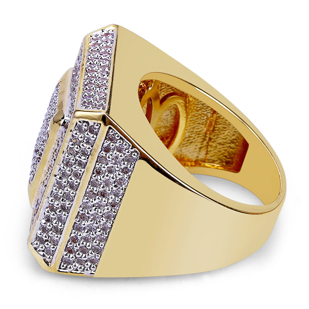 Ice Moissanite Round Cut Square Ring