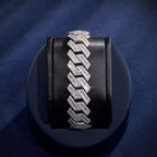 18mm Moissanite Baguette Prong Cuban Bracelet