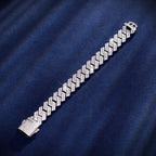 18mm Moissanite Baguette Prong Cuban Bracelet