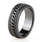 Iced Out Moissanite Cuban Link Rotating Mens Ring in Black Gold