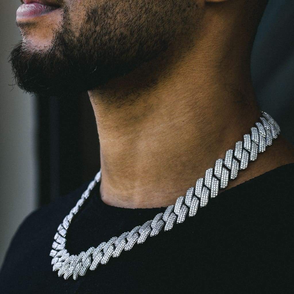 20mm Ice Out Miami Moissanite Diamond Chain In White Gold