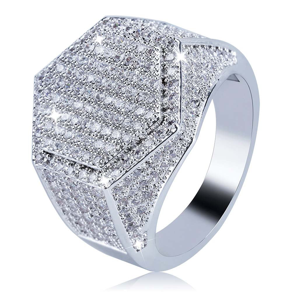 19mm Moissanite Hexagon Hip Hop Ring