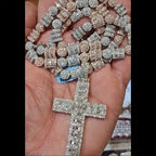 Dual-Tone Cross & Ball Necklace Set - 18K Rose/White Gold