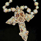 Moissanite Roses Around the Cross Pendant Set