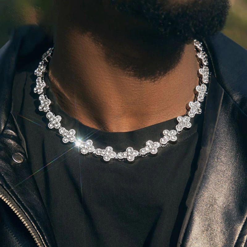 16mm Round Diamonds Cross Star Chain