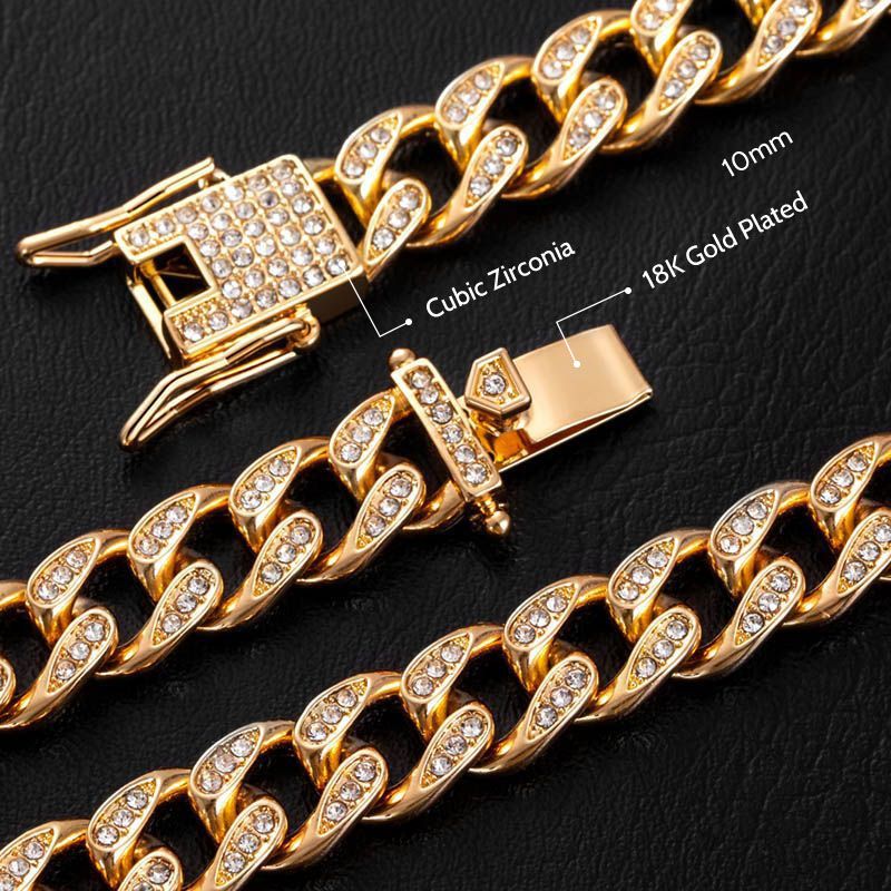 Women's Iced 10mm Tear Drop Miami Cuban Chain