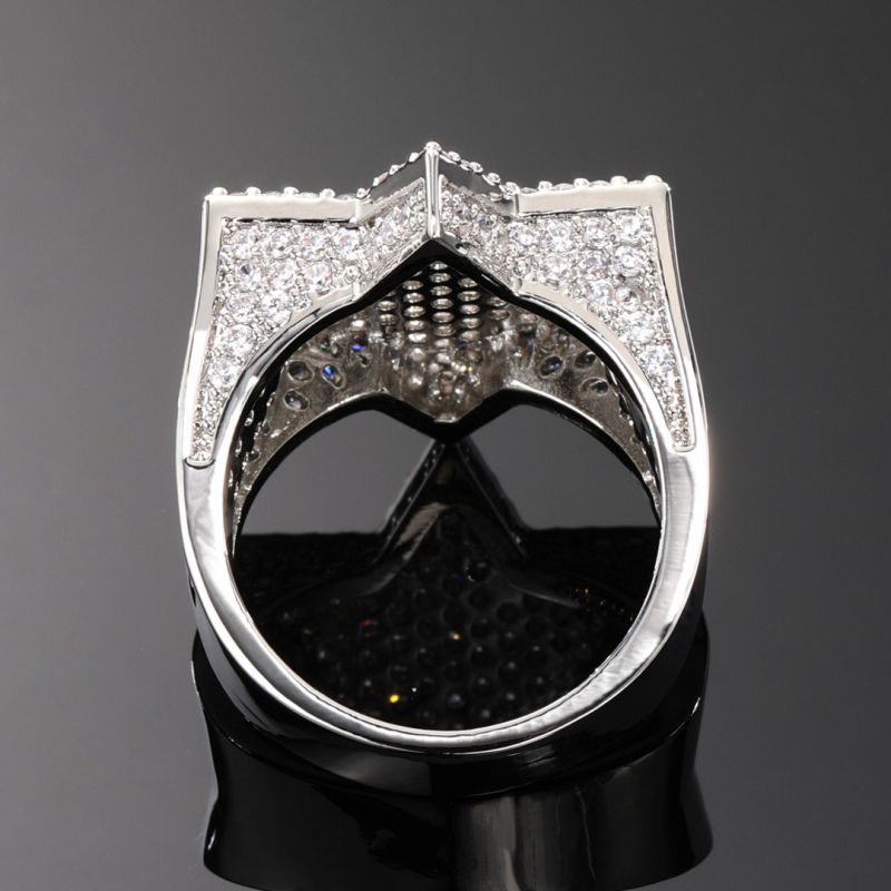Moissanite Iced Star of David Ring in White Gold