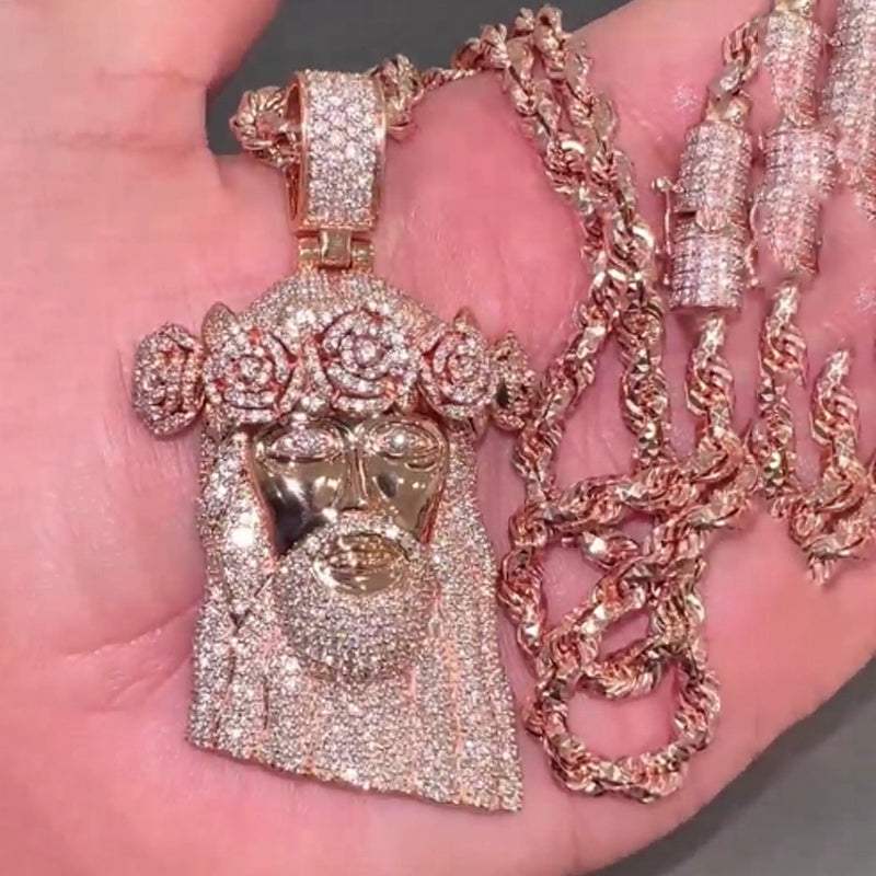 Rose Headdress Jesus Pendant