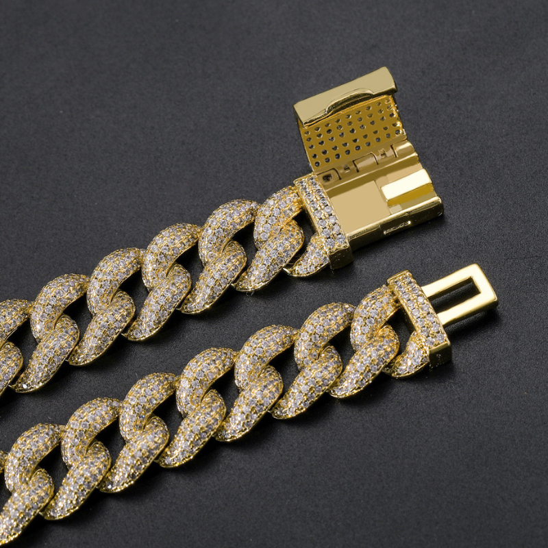 12mm Moissanite Bubble Micro inlay Cuban Bracelet
