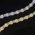 7.5mm Moissanite Hip Hop Round Bead Cuban Chain