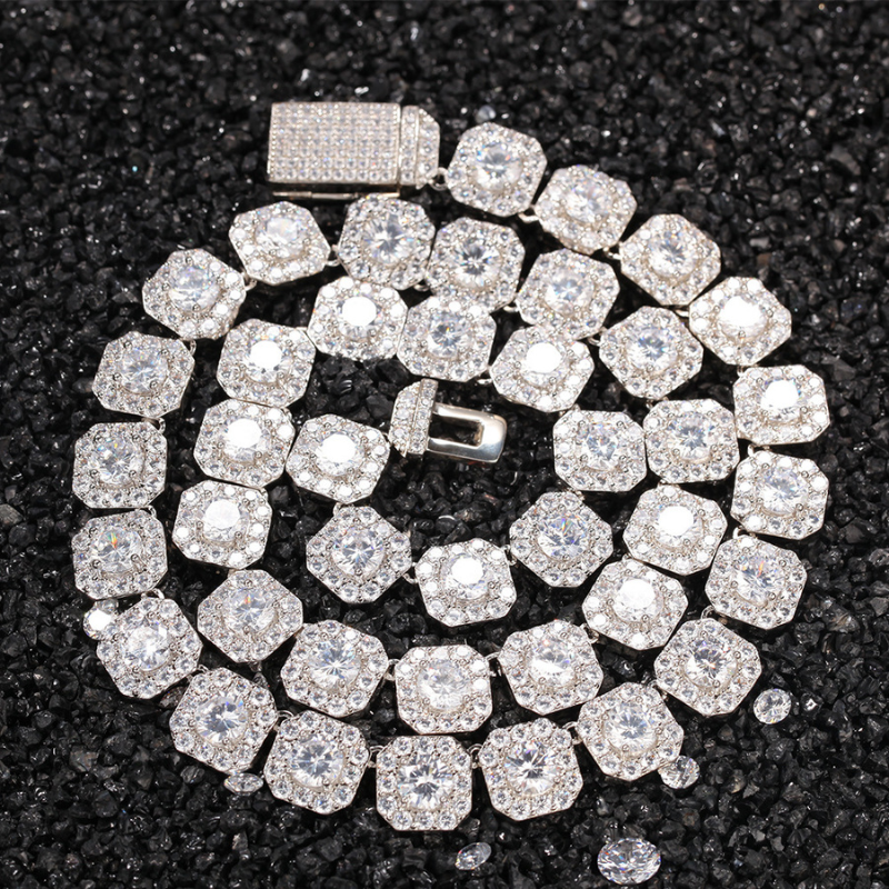 10mm Moissanite Clustered Tennis Chain In Yellow Gold