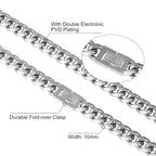 10mm Cuban Link Chain in White Gold for Men's