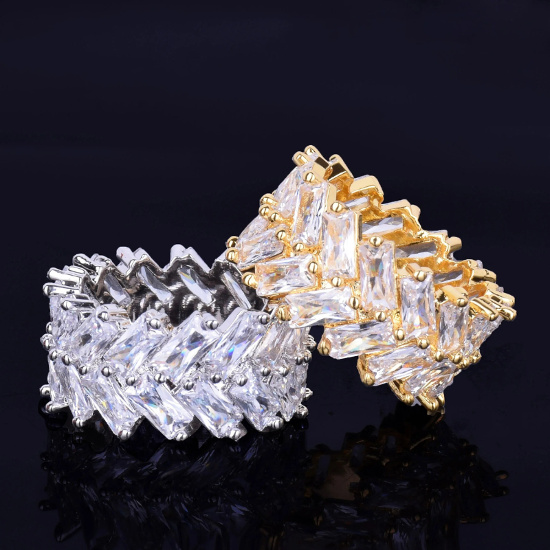 Moissanite Hip Hop Sparkling Geometric Diamond Ring