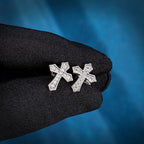 Moissanite Clustered Cross Stud Earrings