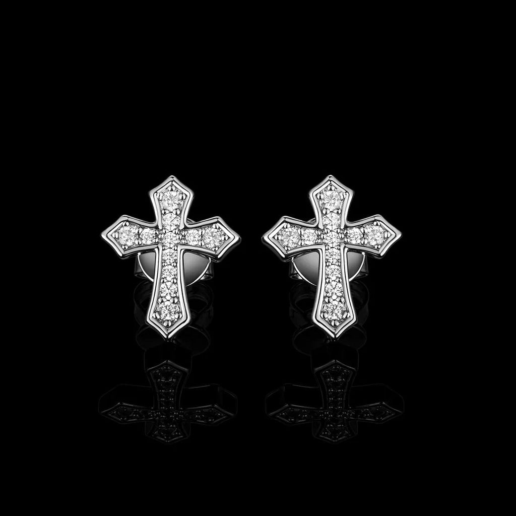 Moissanite Clustered Cross Stud Earrings