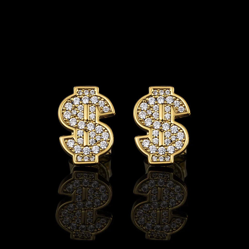 S925 & VVS Moissanite Dollar Sign Stud Earrings