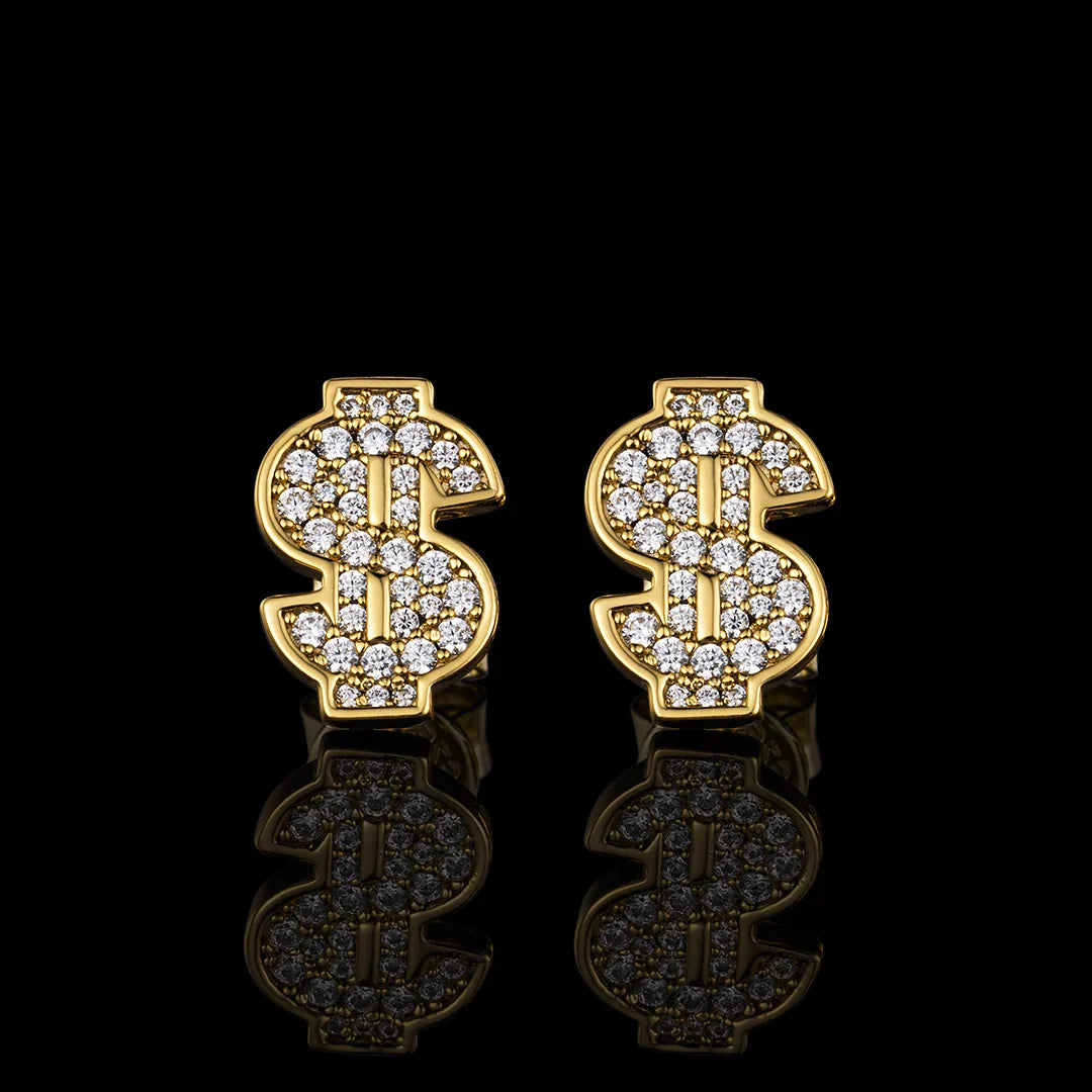 S925 & VVS Moissanite Dollar Sign Stud Earrings