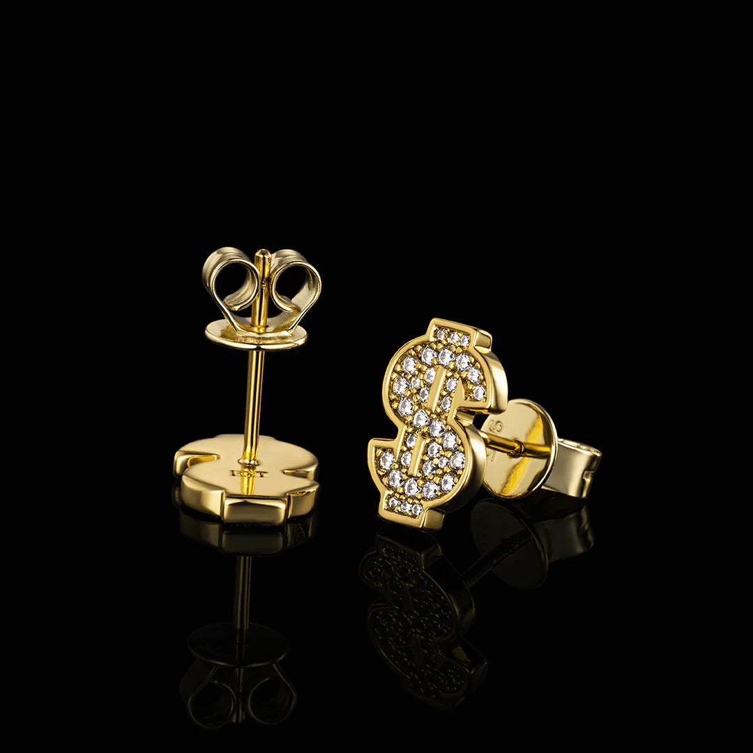 S925 & VVS Moissanite Dollar Sign Stud Earrings