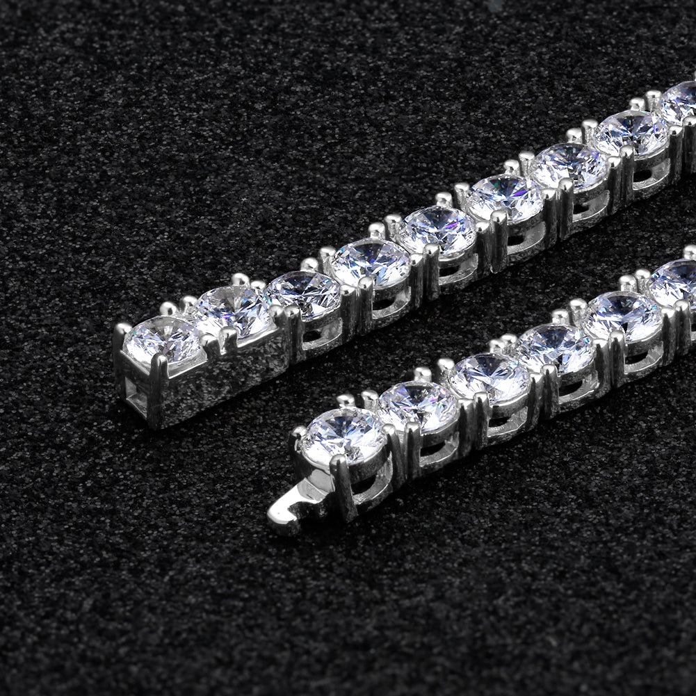 5mm Moissanite White Gold  Diamond Mens Tennis Chain